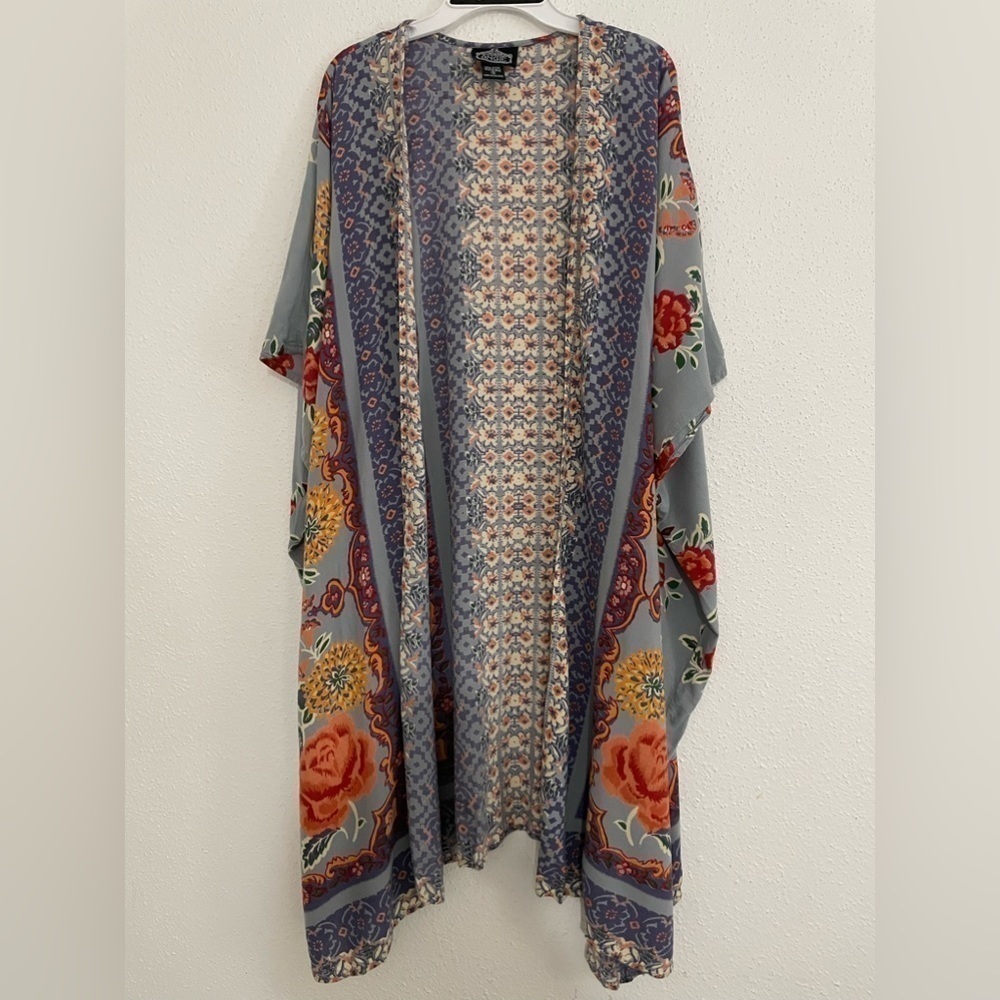Angie Women's Boho Floral Kimono Cardigan No Closure - Picture 4 of 7